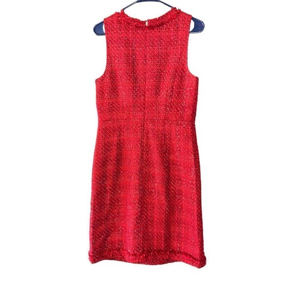 Lands End Dress Womens 8 Red Tweed Sleeveless Silver Threads Lined Pockets - Picture 2 of 6